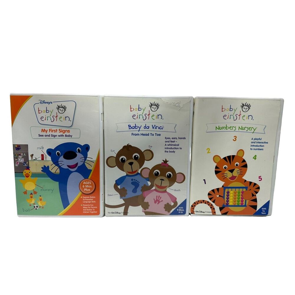 Disney Baby Einstein DVD Lot Of 3 My First Signs Da Vinci Numbers Nursery TESTED